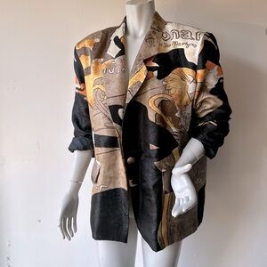 Vintage 1980’s silky artsy print blazer